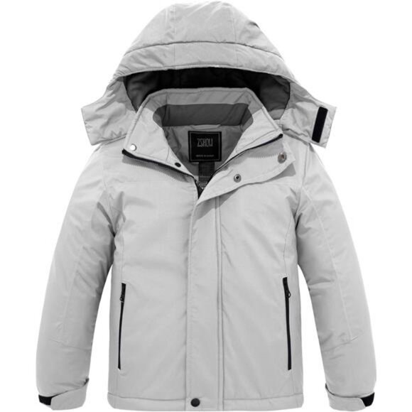 Boy's Waterproof Ski Jacket Fleece Winter Outdoor Snow Coat Hooded Raincoats - Picture 1 of 8